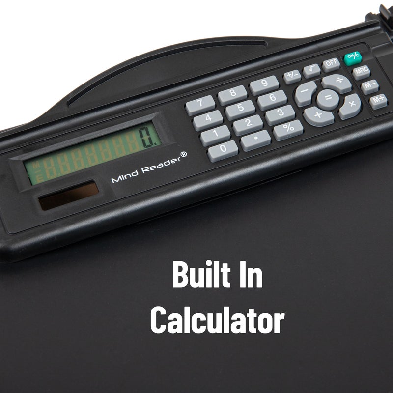 Mind Reader Clipboard with Storage and Calculator, Medical Clipboard, Nursing Clipboard, Plastic, 9.5"L x 15"W x 2.5"H, Black - Image 4